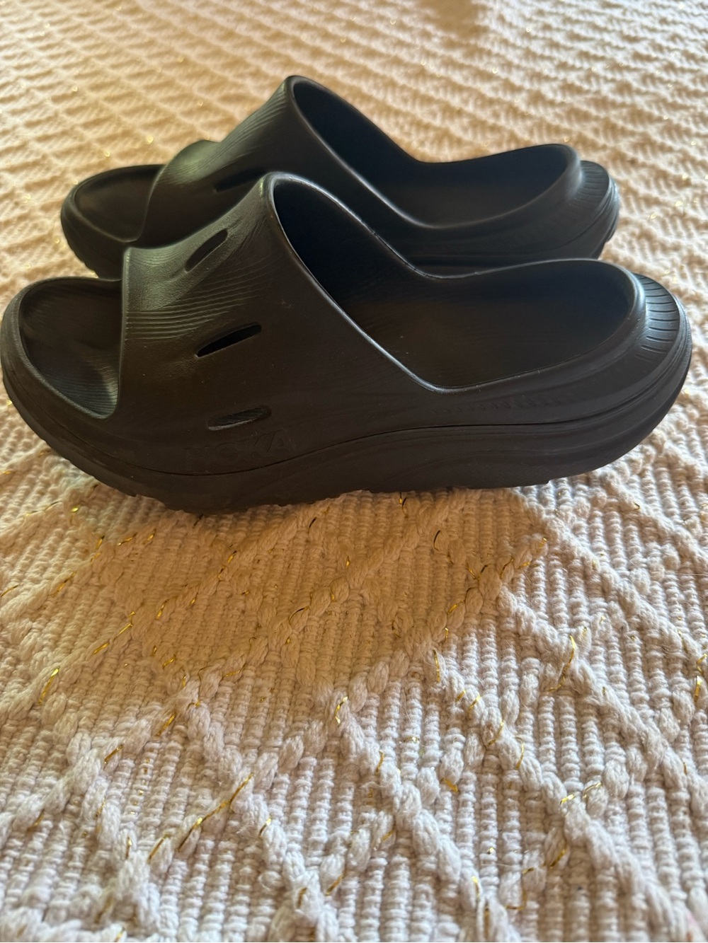 HOKA Black Slip-On Platform Slide Clogs, Women’s 8M